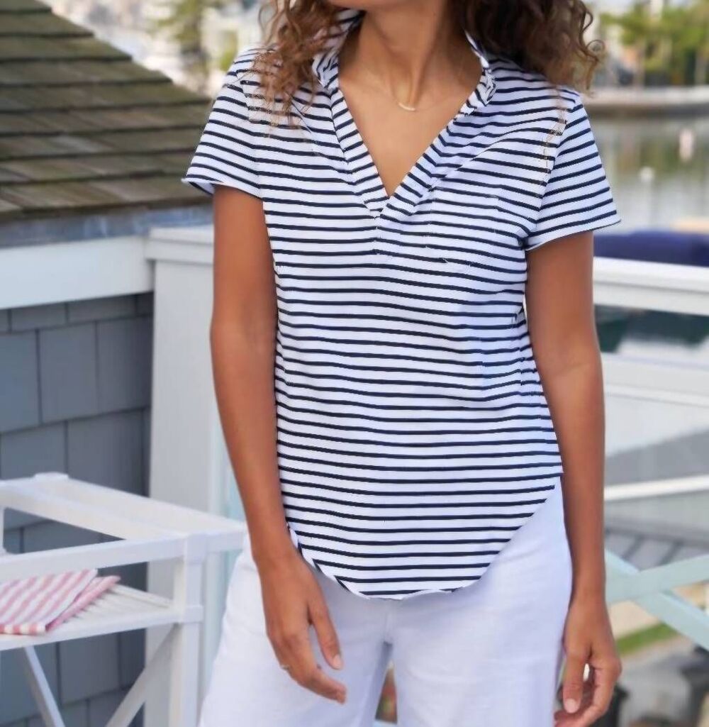 Frank & Eileen Charlotte Perfect Polo Heritage Jersey striped Sz XS